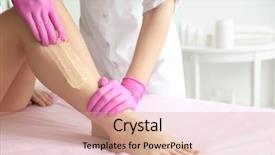  Presentation with needles removal - Beautiful PPT layouts featuring woman having hair removal procedure backdrop and a coral colored foreground