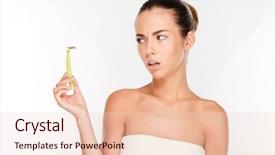  Presentation with shave - PPT theme having dayspa - young beautiful woman with pure background and a lemonade colored foreground