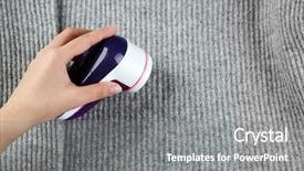  Presentation with wool - PPT theme enhanced with remove cover - female hands with wool shaver background and a  colored foreground