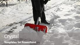  Presentation with snow shovel - PPT layouts enhanced with remove cover - man removing snow with red background and a  colored foreground