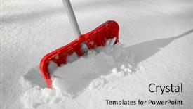  Presentation with snow shovel - Colorful slide set enhanced with remove cover - red shovel for snow removal backdrop and a  colored foreground