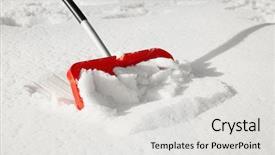  Presentation with snow shovel - Audience pleasing slide set consisting of remove cover - red shovel for snow removal backdrop and a  colored foreground