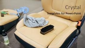  Presentation with car cleaning - PPT theme consisting of removed-car-seats-and-tools background and a coral colored foreground