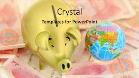  Presentation with pay restaurant bill bill bank - Presentation theme consisting of ren - piggy bank and one-hundred rmb background and a yellow colored foreground