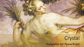  Presentation with renaissance - Amazing PPT theme having renaissance - old fresco with beautiful woman backdrop and a gold colored foreground