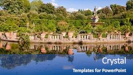  Presentation with abstract gardens - Beautiful slide deck featuring gardens park isolotto an oval backdrop and a ocean colored foreground