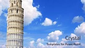  Presentation with renaissance - Colorful presentation theme enhanced with architecture renaissance - leaning tower of pisa backdrop and a light blue colored foreground