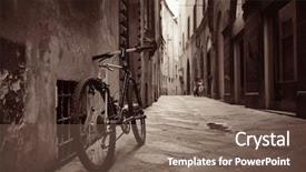  Presentation with bike - Presentation theme enhanced with architecture renaissance - lucca street view with bike background and a violet colored foreground