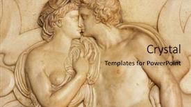  Presentation with old couple - Cool new presentation theme with old history - young couple from the bargello backdrop and a coral colored foreground