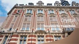  Presentation with renaissance - Colorful presentation design enhanced with renaissance-building-in-lille-france backdrop and a coral colored foreground