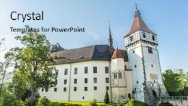  Presentation with czech republic - PPT layouts enhanced with renaissance castle in blatna town background and a light blue colored foreground