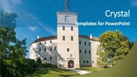  Presentation with renaissance - Presentation theme enhanced with renaissance castle in breznice town background and a ocean colored foreground