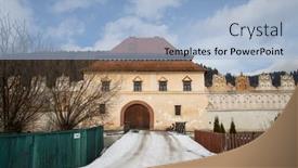  Presentation with renaissance - Amazing presentation design having renaissance-castle-in-lazarea-romania backdrop and a light blue colored foreground