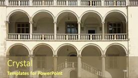  Presentation with renaissance - Slide deck with renaissance courtyard with arcades background and a coral colored foreground