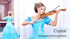  Presentation with renaissance era - PPT layouts with renaissance music - beautiful young woman in medieval background and a arctic colored foreground