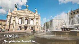  Presentation with opera - Presentation theme enhanced with renaissance music - lviv opera and ballet theater background and a coral colored foreground