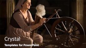  Presentation with spinning wheel - Presentation design consisting of renaissance-old-master-portrait background and a wine colored foreground