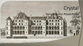  Presentation with renaissance - Presentation theme enhanced with renaissance painting - chateau de madrid old view background and a light gray colored foreground