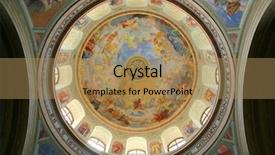  Presentation with painting old - Beautiful slides featuring renaissance painting - interior of the old church backdrop and a coral colored foreground