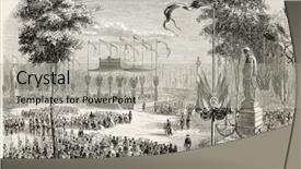  Presentation with renaissance - Theme enhanced with renaissance painting - montaigne and montesquieu statues inauguration background and a light gray colored foreground