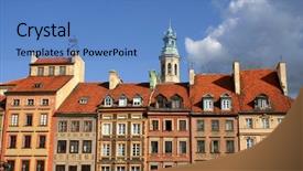  Presentation with colorful - Slides enhanced with renaissance painting - old town colorful houses background and a teal colored foreground