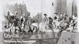  Presentation with knights - Presentation theme featuring renaissance painting - sedan knights and soldiers coming background and a gray colored foreground