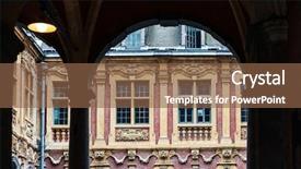  Presentation with stock exchange - PPT theme featuring renaissance stock exchange in old background and a tawny brown colored foreground