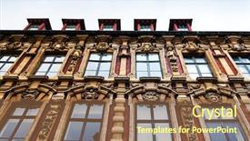  Presentation with stock exchange - PPT theme having renaissance stock exchange in old background and a tawny brown colored foreground