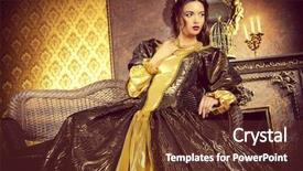  Presentation with old style - Slide set featuring renaissance style - beautiful young woman background and a tawny brown colored foreground