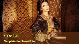  Presentation with old style - Presentation theme featuring renaissance style - beautiful young woman background and a tawny brown colored foreground