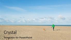  Presentation with dutch - Beautiful PPT theme featuring renessance - man walking with dog backdrop and a coral colored foreground