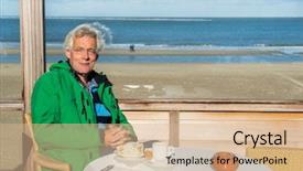  Presentation with honolulu senior on a beach - Amazing slides having renessance - senior man is drinking coffee backdrop and a  colored foreground