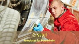  Presentation with auto body shop - Slide deck enhanced with renew service station shop background and a coral colored foreground