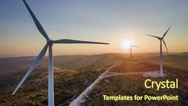  Presentation with aerial - PPT layouts enhanced with renewable energy - aerial view of windmills background and a tawny brown colored foreground