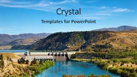  Presentation with renewable energy - Presentation having businesswoman in office pointing at blank plasma on wall background and a coral colored foreground