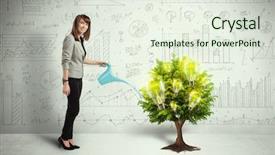  Presentation with water renewable energy - Slide deck having renewable energy - business woman pouring water background and a sky blue colored foreground