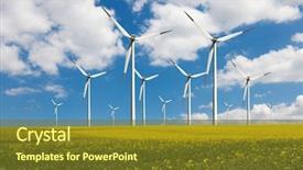  Presentation with renewable energy - Presentation design enhanced with renewable energy - eco power wind turbines background and a tawny brown colored foreground
