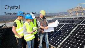  Presentation with professional training - Beautiful PPT theme featuring renewable energy - engineering professional with group backdrop and a light blue colored foreground