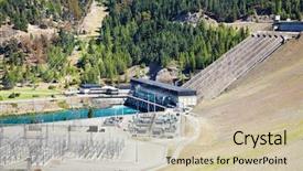  Presentation with renewable energy - Presentation with renewable energy - lake benmore hydroelectric dam south background and a soft green colored foreground