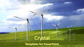  Presentation with energy power - Beautiful presentation theme featuring renewable energy - power generating windmills backdrop and a tawny brown colored foreground