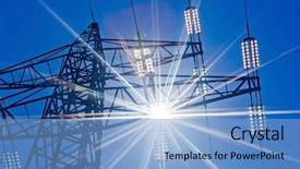 Presentation with sun power - Amazing theme having renewable energy - power line with sun backdrop and a light blue colored foreground