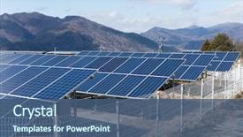  Presentation with solar panel - PPT layouts consisting of renewable energy - solar panel with mountain range background and a ocean colored foreground