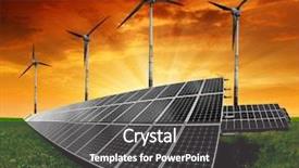  Presentation with wind solar - Slide deck with renewable energy - solar panels and wind turbine background and a dark gray colored foreground