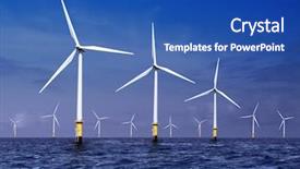  Presentation with wind energy - PPT layouts featuring renewable energy - white wind turbine generating electricity background and a ocean colored foreground