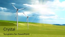  Presentation with wind energy - Slide deck consisting of renewable energy - wind farm background and a gold colored foreground