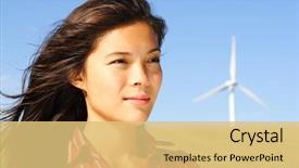  Presentation with denmark - PPT layouts consisting of renewable energy - wind turbine beautiful woman background and a yellow colored foreground