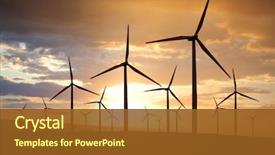  Presentation with wind turbines - Colorful slide deck enhanced with renewable energy - wind turbines generating electricity backdrop and a tawny brown colored foreground