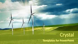  Presentation with wind turbines - Presentation theme enhanced with jatiluwih ricefields a world heritage background and a gray colored foreground