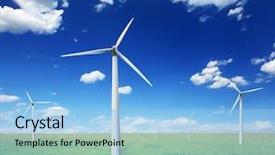  Presentation with wind energy - PPT theme enhanced with renewable energy - wind turbines landscape background and a light blue colored foreground