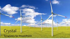  Presentation with windmills - PPT theme having renewable energy - windmills field background and a gold colored foreground